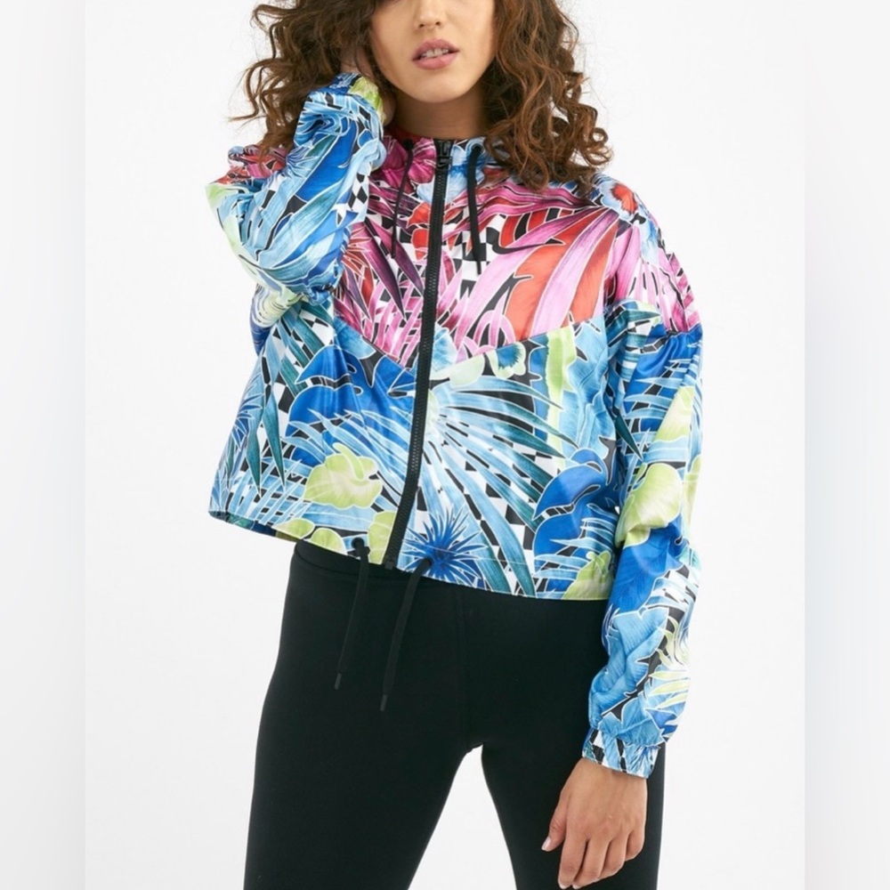 Nike Flower‎ Power Woven Multicolored Cropped Jacket Windbreaker Size Medium